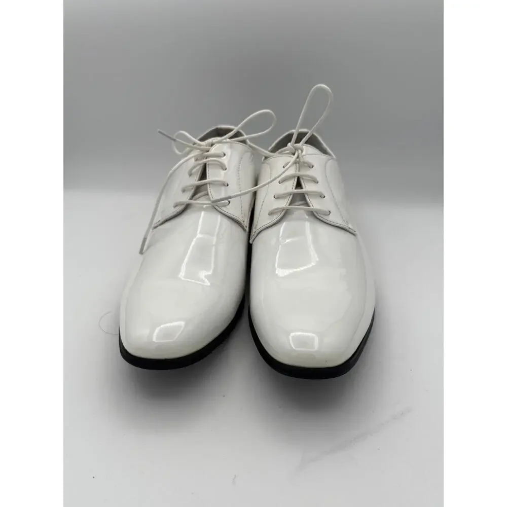Men’s Bruno Marc White Patent Leather Oxford Dress Shoes Sz 9